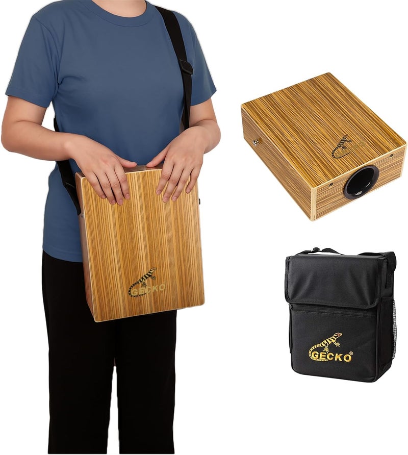 PARDUS GECKO Travel Cajon Drum - Wooden Percussion Box Musical Instrument with Carrying Bag - Image 1