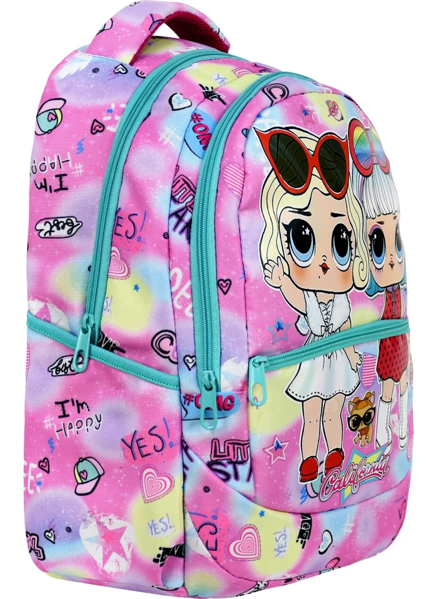 Çantaland 3-Piece Primary School Girl Patterned, Girls Lunch Box and Pencil Case School Bag