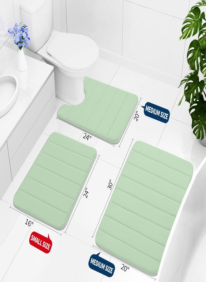 Buganda Memory Foam 3 Pieces Bathroom Rugs Set - Thick Soft Absorbent Non-Slip Bath Mats, Washable Small/Large/Contour Bath Rugs (24" x 16" + 30" x 20" + 24" x 20", Sage Green) - Image 2