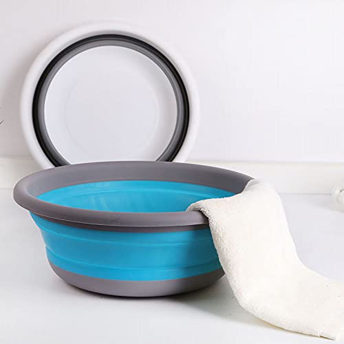 Ahyuan Collapsible Portable Wash Basin Dishpan 5L Kitchen Dish Pans Washing Basin Foldable Wash Dish Tub for Camping Supplies, Marine, Camper Accessories for Travel Trailers (Blue) - Image 2