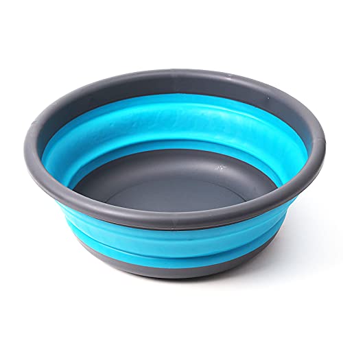 Ahyuan Collapsible Portable Wash Basin Dishpan 5L Kitchen Dish Pans Washing Basin Foldable Wash Dish Tub for Camping Supplies, Marine, Camper Accessories for Travel Trailers (Blue) - Image 1