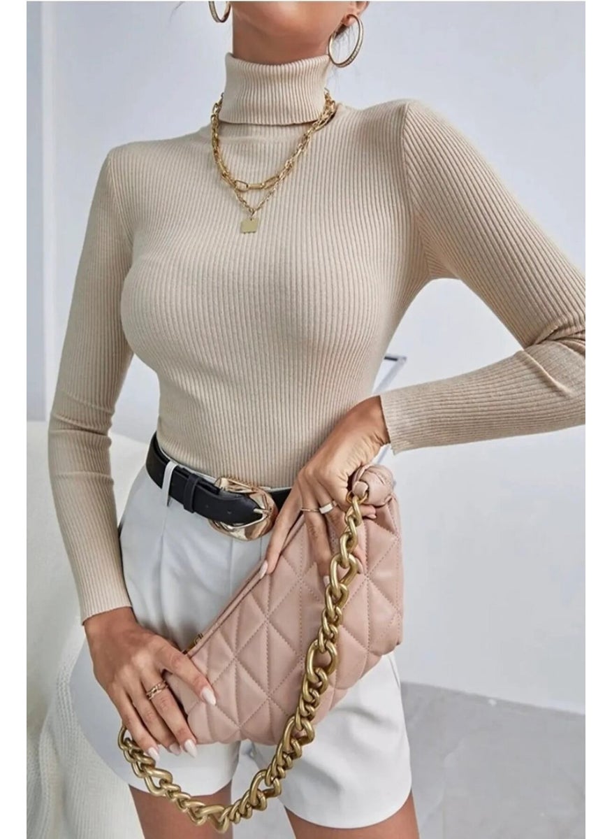Qalina Life Long Sleeve Unisex Men Women Turtleneck Turtleneck Sweater  - Image 1