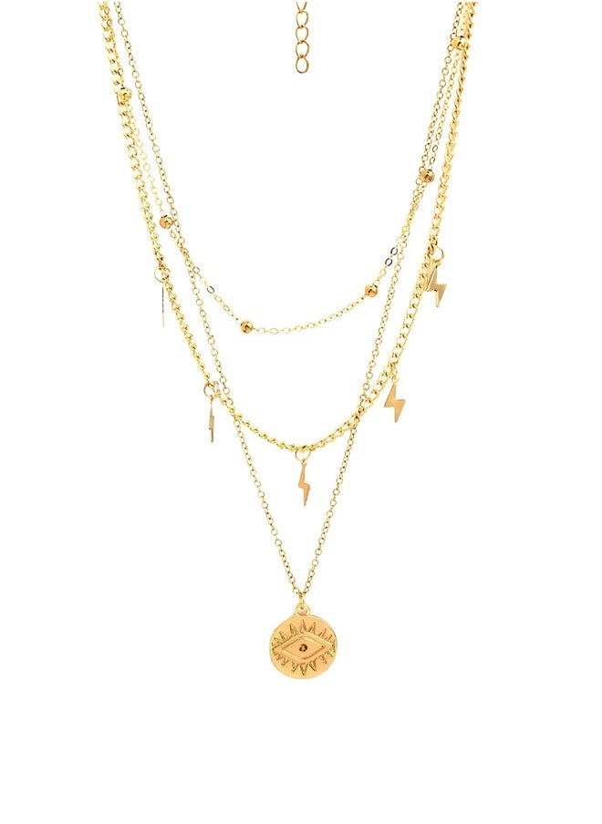 Just Peachy Just Peachy Women’s Gold-Plated Layered Chain Necklace – Lightweight, Elegant Design with Multiple Chains, Skin-Friendly & Hypoallergenic, Versatile Fashion Jewelry for Casual and Formal Wear  - Image 1