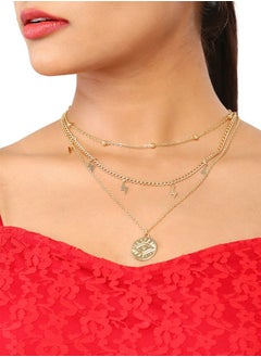 Just Peachy Just Peachy Women’s Gold-Plated Layered Chain Necklace – Lightweight, Elegant Design with Multiple Chains, Skin-Friendly & Hypoallergenic, Versatile Fashion Jewelry for Casual and Formal Wear  - Image 2