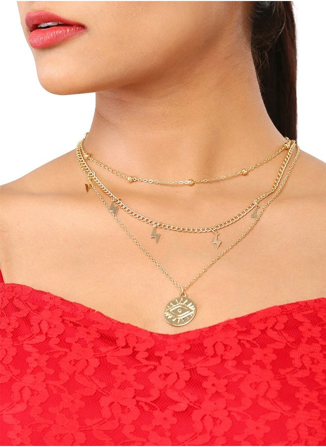 Just Peachy Just Peachy Women’s Gold-Plated Layered Chain Necklace – Lightweight, Elegant Design with Multiple Chains, Skin-Friendly & Hypoallergenic, Versatile Fashion Jewelry for Casual and Formal Wear  - Image 2