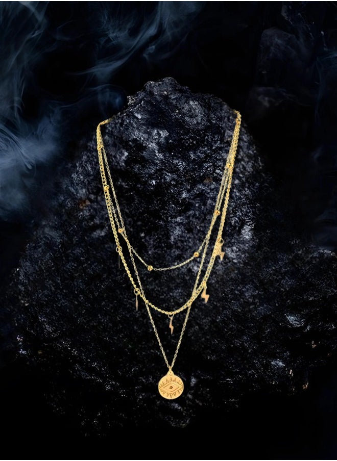 Just Peachy Just Peachy Women’s Gold-Plated Layered Chain Necklace – Lightweight, Elegant Design with Multiple Chains, Skin-Friendly & Hypoallergenic, Versatile Fashion Jewelry for Casual and Formal Wear  - Image 3