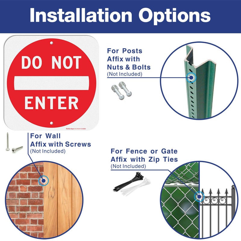 Faittoo Do Not Enter Sign,12x12 Inch Square .040 Aluminum,Reflective Rust Free Metal Sign,Fade/Weather Resistant,Easy to Mount,Indoor/Outdoor Use - Image 3