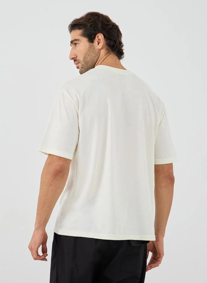 Styli Slogan Print Crew Neck Oversized T-Shirt
