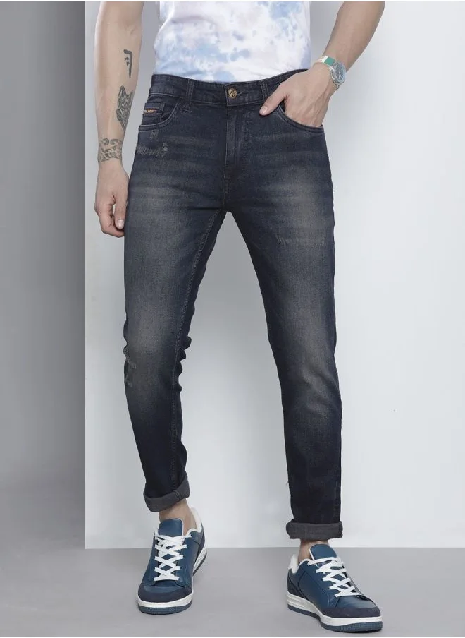 The Indian Garage Co Men Slim Fit Solid Mid-Rise Stretchable Jeans