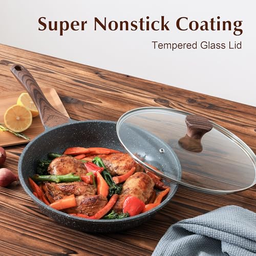 SENSARTE Nonstick Frying Pan Skillet with Lid, Omelet Pan with Cover, Healthy Cooking Chef's Pan, Kitchen non stick Pan, Free of Intentionally Added PFOA (10inch + Glass Lid) - Image 4