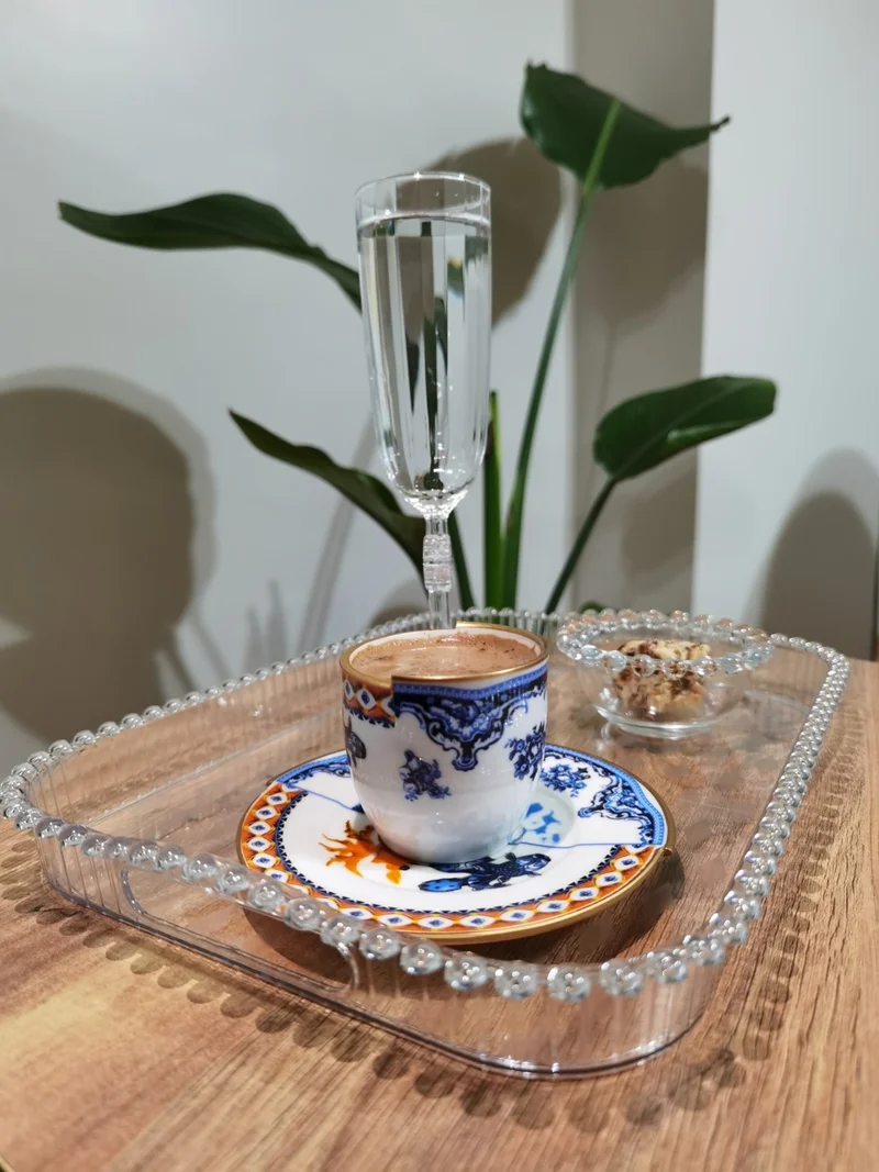 Safestore 2-Piece Beaded Rectangular Mica Presentation Tray Coffee Presentation Tray