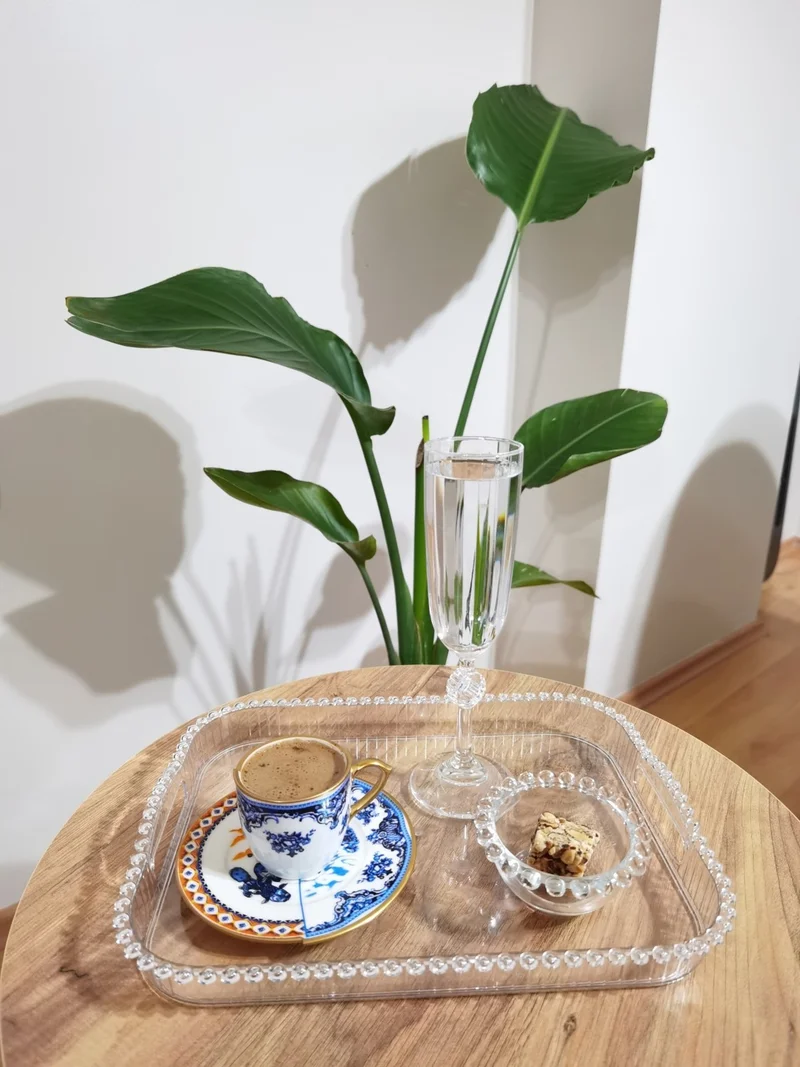 Safestore 2-Piece Beaded Rectangular Mica Presentation Tray Coffee Presentation Tray