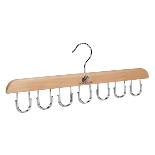 Homestrap 14 Multi-Hook Durable Wood Hanger (Set of 1) with 180 Degree Rotatable Hooks Closet Organiser for Belts, Ties, Scarfs, Cap, Jewellery | Space-Saving, Light-Weight & Sturdy Hanger - Image 1