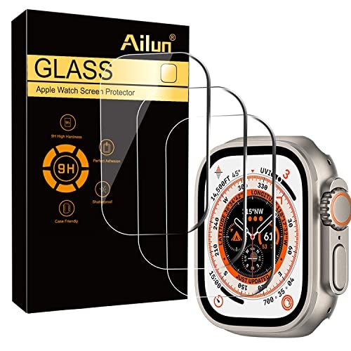 Ailun for Apple Watch Ultra 3/Ultra 2/Ultra Screen Protector [49mm], Tempered Glass Film, Anti-Scratch, High Definition, Touch Sensitive[3 Pack][Clear] - Image 1
