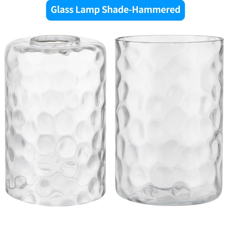Skelang Hammered Lip-less Glass Lamp Shade, Cylindrical Light Cover with Fitter Opening, Replacement for Chandelier, Pendant, Bathroom Vanity Light, 4 Pcs - Image 2
