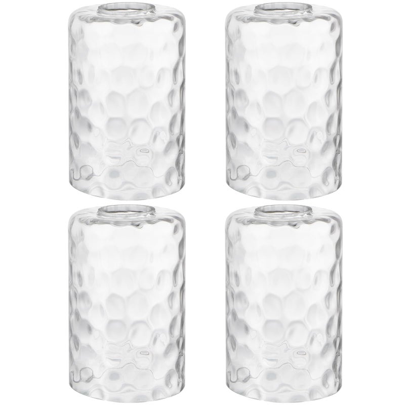 Skelang Hammered Lip-less Glass Lamp Shade, Cylindrical Light Cover with Fitter Opening, Replacement for Chandelier, Pendant, Bathroom Vanity Light, 4 Pcs - Image 1