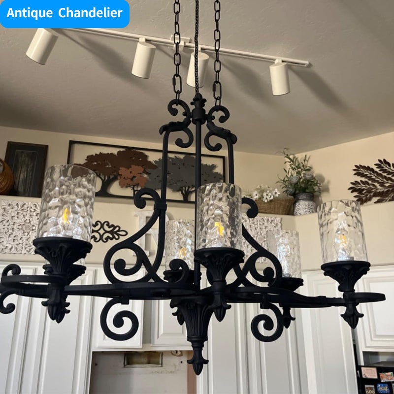 Skelang Hammered Lip-less Glass Lamp Shade, Cylindrical Light Cover with Fitter Opening, Replacement for Chandelier, Pendant, Bathroom Vanity Light, 4 Pcs - Image 5