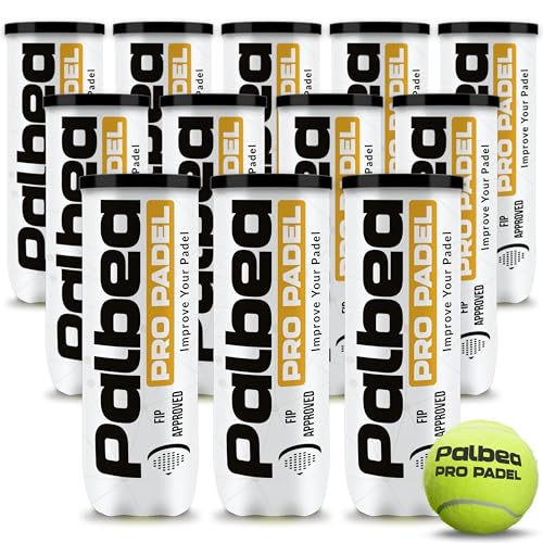 Palbea PRO Padel Balls 12 Tubes of 3 Padel Tennis Balls FIP Approved Paddle Balls Made of HV Felt for Training and Tournament Suitable for Any Surface or Sites - Image 1