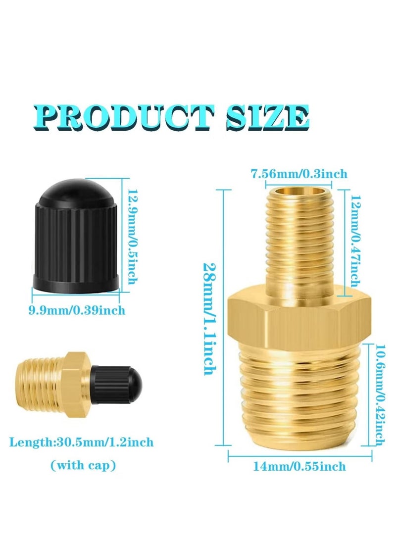 Ailily 4Pcs 1/4 Inch NPT Tank Valves Anti Corrosion Brass Schrader Valve with 1/4 Inch Male NPT Standard Thread Core and Cap Car Air Valve Air Compressor Tank Fill Valves Air Tool Fittings - Image 3