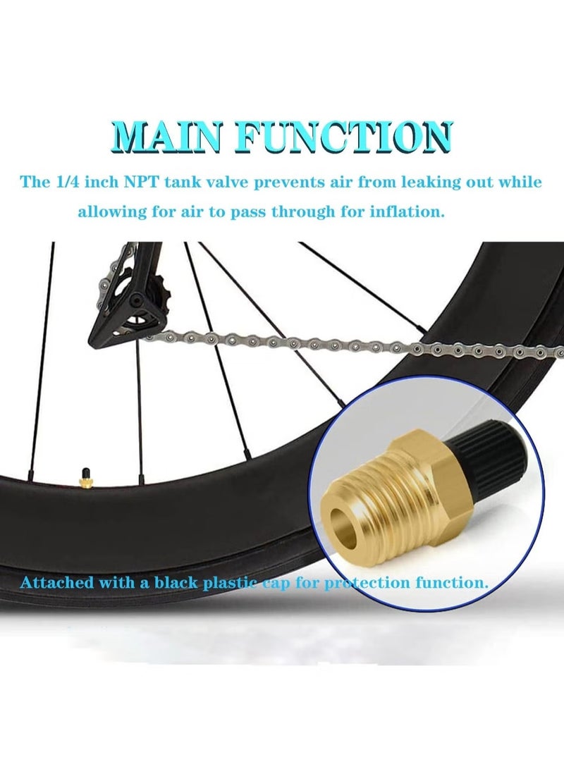 Ailily 4Pcs 1/4 Inch NPT Tank Valves Anti Corrosion Brass Schrader Valve with 1/4 Inch Male NPT Standard Thread Core and Cap Car Air Valve Air Compressor Tank Fill Valves Air Tool Fittings - Image 5