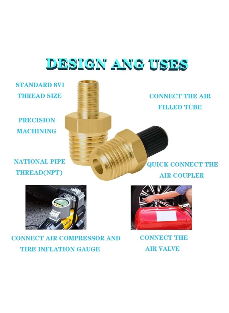 Ailily 4Pcs 1/4 Inch NPT Tank Valves Anti Corrosion Brass Schrader Valve with 1/4 Inch Male NPT Standard Thread Core and Cap Car Air Valve Air Compressor Tank Fill Valves Air Tool Fittings - Image 4