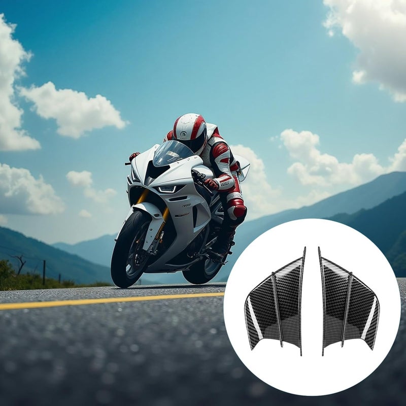 Carbon Fiber Pattern Motorcycle Winglets, Sport Accessories Aerodynamic Spoiler Wing, 7.1 In X 3.9 In (18 Cm X 10 Cm) Abs Deflector, R1 Accessories Motorcycle - Image 2