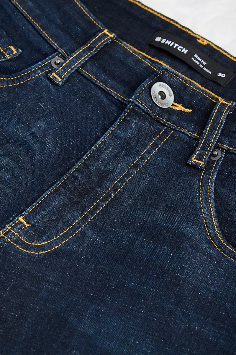 SNITCH Indigo Indigo Solid Slim Fit Casual Jeans for Men | Best Price UAE