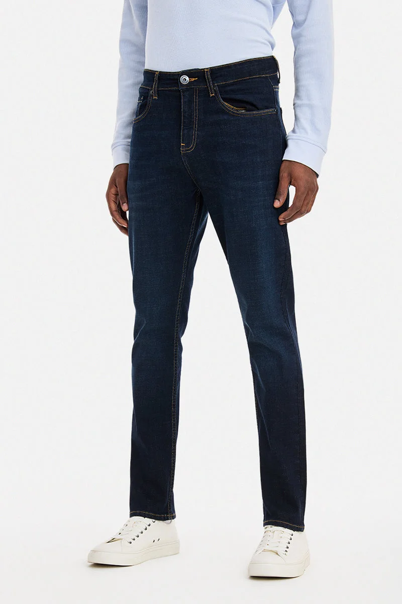 SNITCH Indigo Indigo Solid Slim Fit Casual Jeans for Men | Best Price UAE