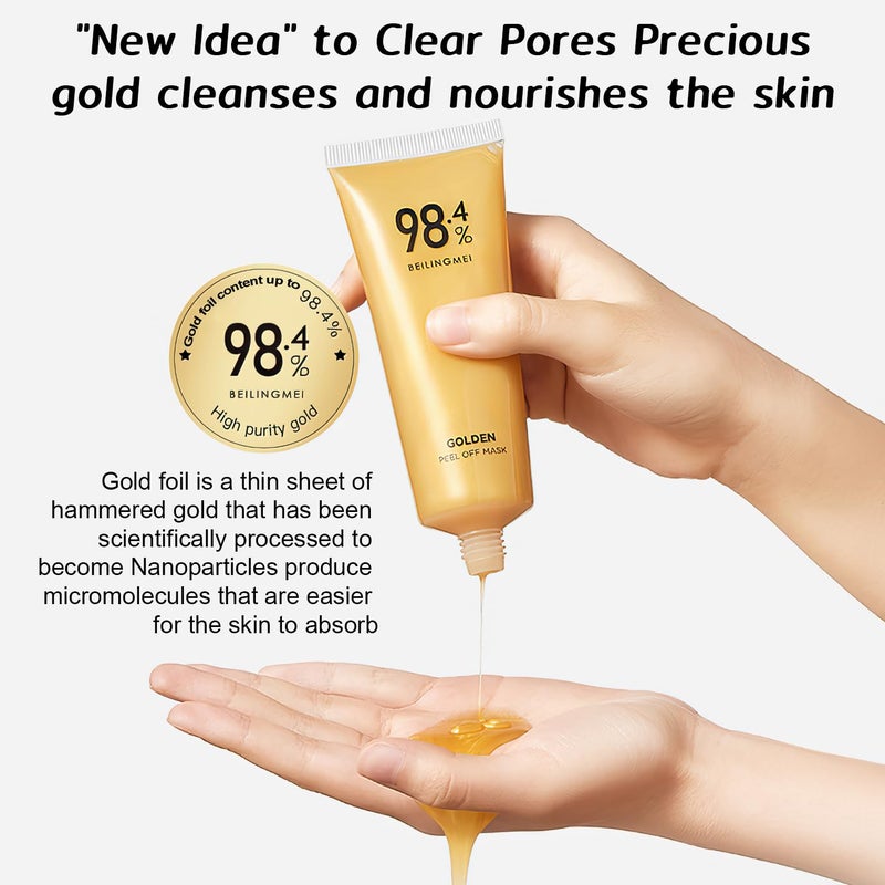Rednow Gold Foil Peel-Off Mask,Gold Peel Off Face Mask Anti-Wrinkle,98.4% Golden Peel Off Mask,Anti-Aging Gold Face Mask for Moisturizing,Removes Blackheads,Reduces Fine Lines,Cleans Pores(2PCS) - Image 3