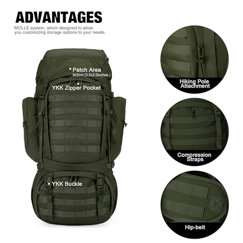 Mardingtop 60L Military Internal Frame Backpack for Hiking,Camping,Hunting,Rucksack Backpack with Rain Cover - Image 3