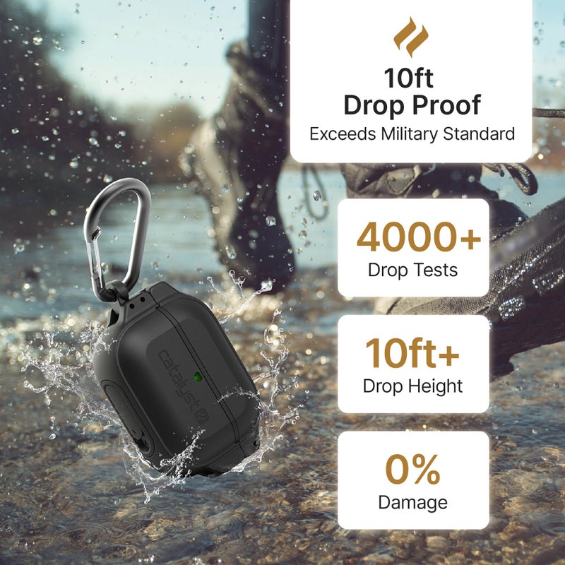Catalyst حافظة كاتاليست للحماية الكاملة لسماعات AirPods Pro الجيل الثاني - حافظة مقاومة للماء والصدمات للجسم الكامل لسماعات AirPods Pro الجيل الأول والثاني - حافظة بنظام قفل آمن مع كارابينر - Image 3