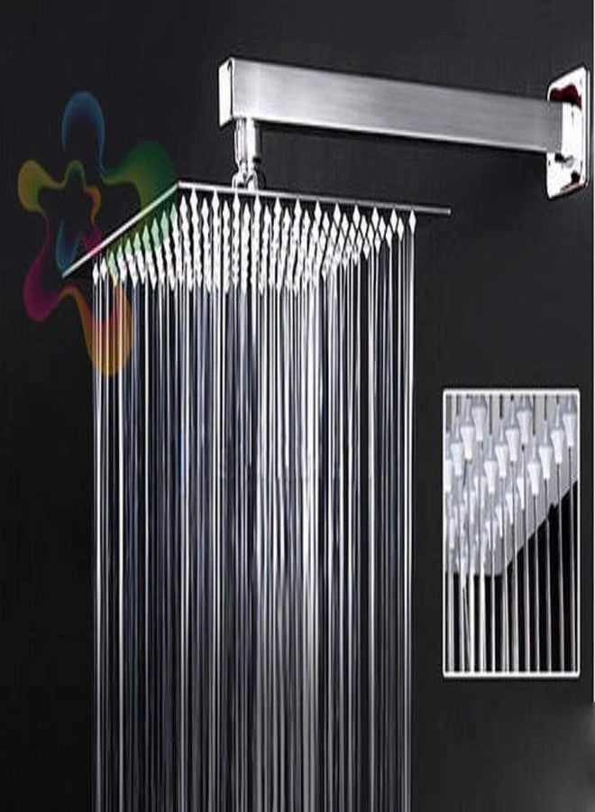 SBD Ultra Thin SS Square 101mm (4"X4") Rain Shower with SS Square Shower Arm Combo (Stainless Steel 302, with 12 inch Arm)