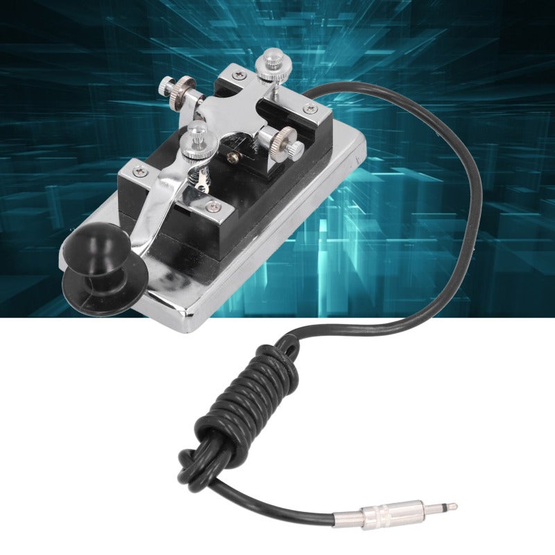Morse Code Key: Stainless Steel CW Telegraph Hand Key - Detachable Plug, Desk-protecting Cushion, Heat-treated Hardness for Short Wave Radio Operation, Beginner Morse Learning & Communication Teaching - Image 2
