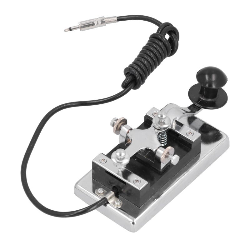 Morse Code Key: Stainless Steel CW Telegraph Hand Key - Detachable Plug, Desk-protecting Cushion, Heat-treated Hardness for Short Wave Radio Operation, Beginner Morse Learning & Communication Teaching - Image 1