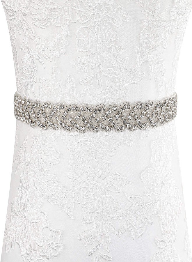 Lovful Handmade Bridal Belt, Rhinestone Wedding Dress Belts, Ribbon Crystal Sash for Women, Ivory - Image 4