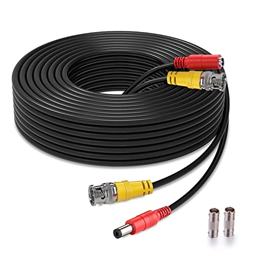 WILDHD BNC Cable 150ft All-in-One Siamese BNC Video and Power Security Camera Wire, CCTV Cable with 2 Female Connectors for All Max 5MP HD CCTV DVR Surveillance System (150ft Cable,Black) - Image 1