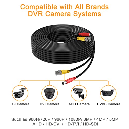 WILDHD BNC Cable 150ft All-in-One Siamese BNC Video and Power Security Camera Wire, CCTV Cable with 2 Female Connectors for All Max 5MP HD CCTV DVR Surveillance System (150ft Cable,Black) - Image 5