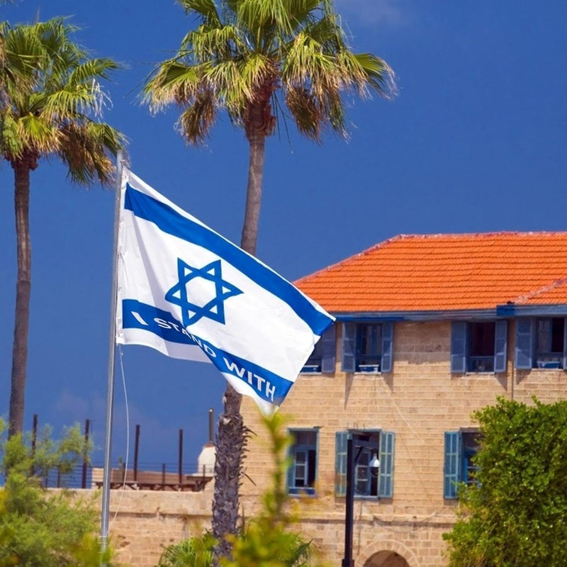 klarako Israel Flag, I Stand with Israel Flag, Israel Flag Embroidered Israeli National Flags Sewn Stripes Heavy Duty Outdoor with Brass Grommets, Vivid Color - Canvas Header and Double Stitched (3x5 Ft) - Image 3
