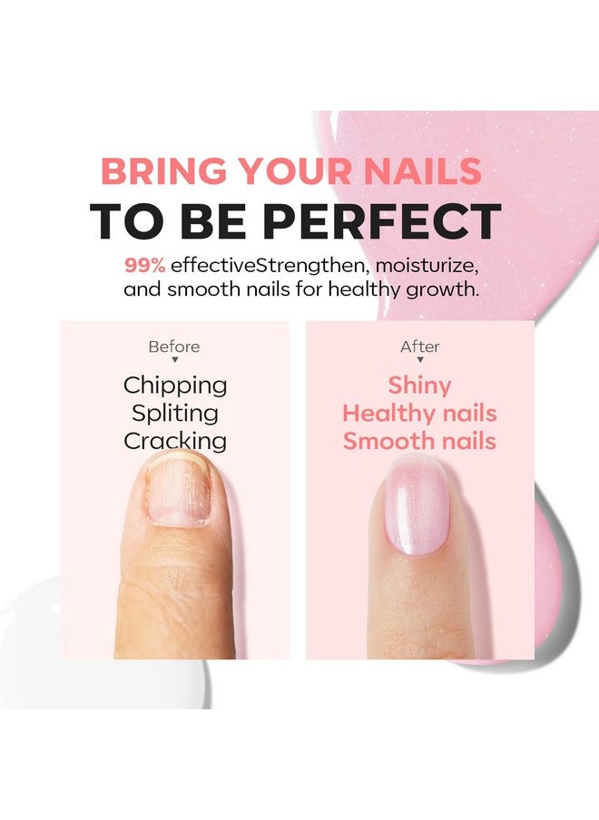 modelones - Nail Strengthener, 8-In-One Nail Ridge Filler Base Coat Nail Polish Repair Nail Growth Treatment For Thin And Damaged Nails, Pink Glow, 15Ml - Image 1
