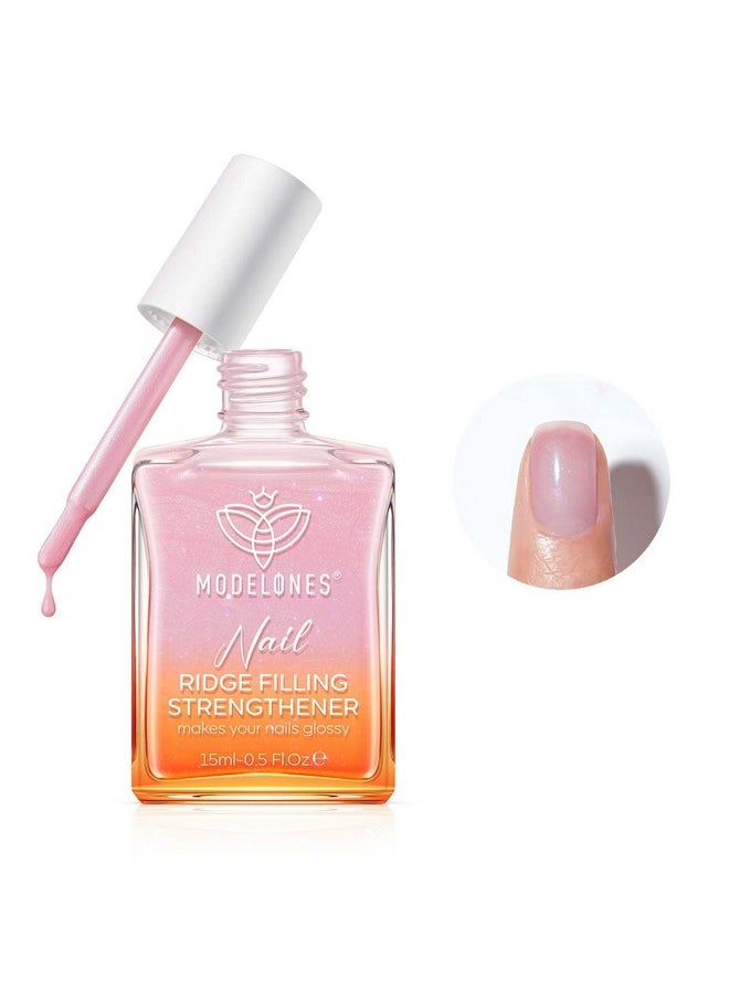 modelones - Nail Strengthener, 8-In-One Nail Ridge Filler Base Coat Nail Polish Repair Nail Growth Treatment For Thin And Damaged Nails, Pink Glow, 15Ml - Image 1