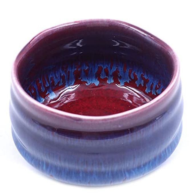 AUTHENTIC JAPANESE TRADITIONAL TEA CEREMONY MATCHA BOWL CHAWAN HANDCRAFTED IN JAPAN PURPLE RED GLAZE