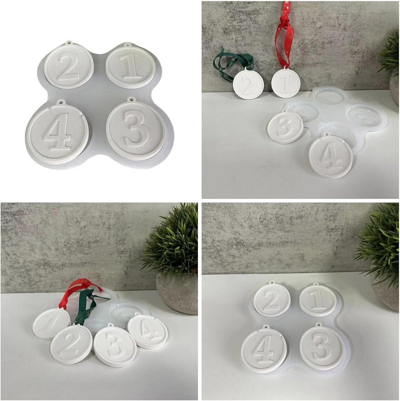 Round Number Pendant Silicone Decorations Hanging Ornament Plaster 1234 Keychains Round Pendant Silicone - Image 2