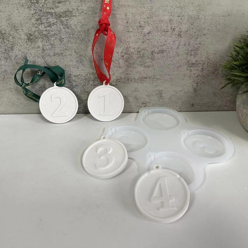 Round Number Pendant Silicone Decorations Hanging Ornament Plaster 1234 Keychains Round Pendant Silicone - Image 3