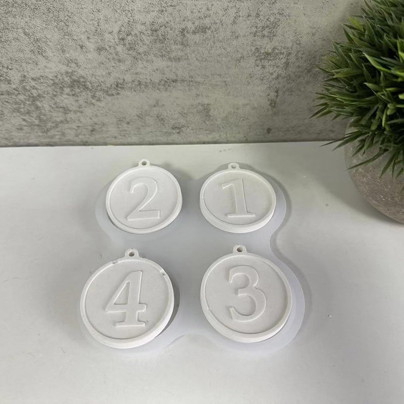 Round Number Pendant Silicone Decorations Hanging Ornament Plaster 1234 Keychains Round Pendant Silicone - Image 5