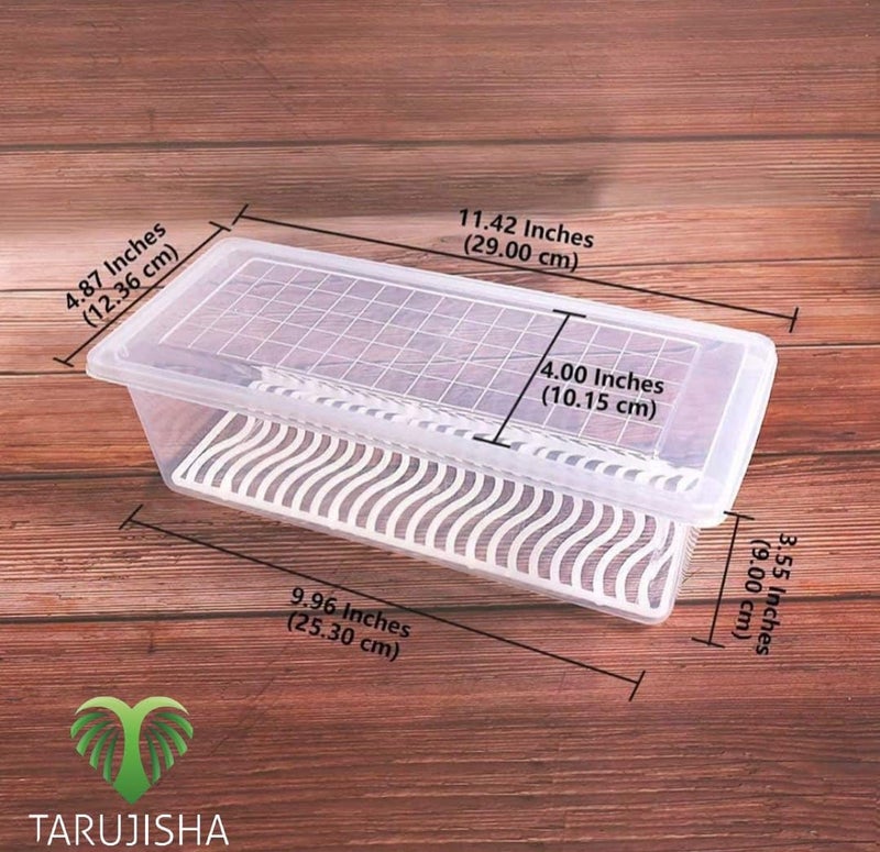 TARUJISHA 6 Fridge Plastic Storage Boxes Fridge Organizer With Removable Drain Plate BPA free Storage Containers Keeps Fruits Vegetables Fish Fresh Longer 1500 MLPACK OF 6 - Image 2