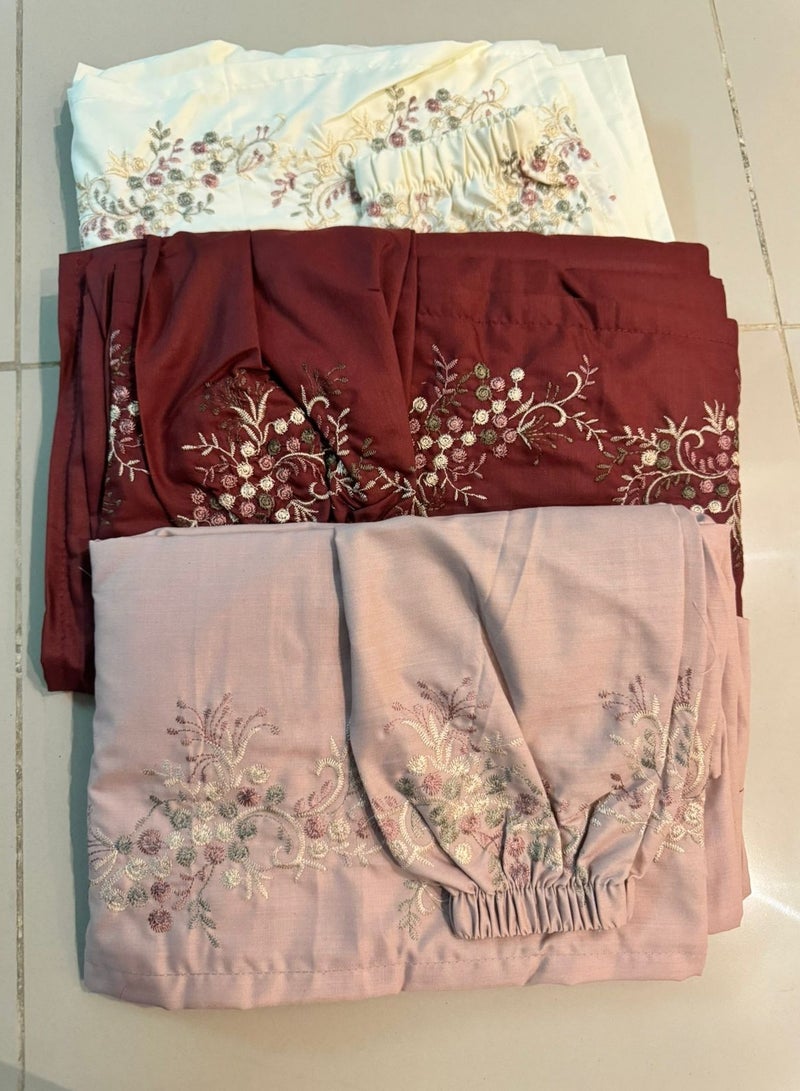 3 Extra Soft and Comfortable Cotton Prayer Sheets Embroidered Includes Scarf Full Body Coverage One Size Wide Fits All Body Types
