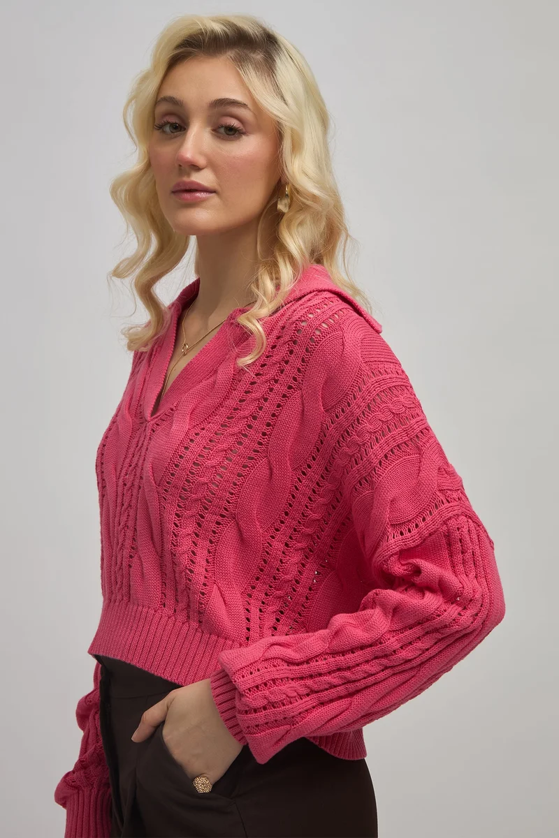 Virgio VIRGIO Cotton Full Sleeve Oversized Collar Top