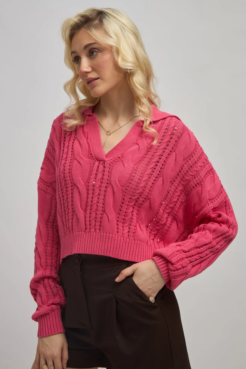 Virgio VIRGIO Cotton Full Sleeve Oversized Collar Top