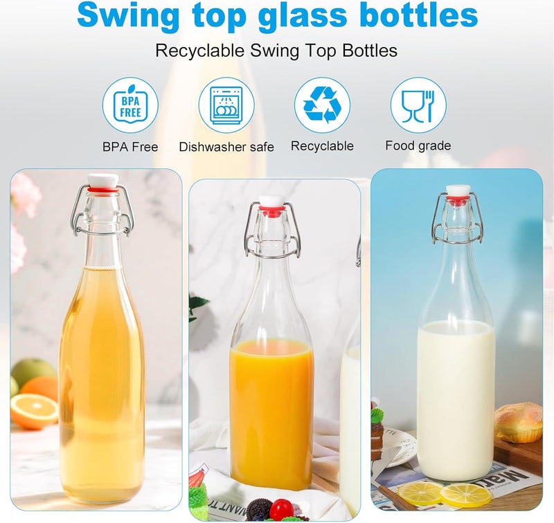 JOBVERT Swing Top Bottles 33oz,2 Pack Glass Brewing Bottles with Airtight Grolsch Closures, Reusable for Kombucha, Beer, Cold Brew, Homemade Beverages Storage - Image 5