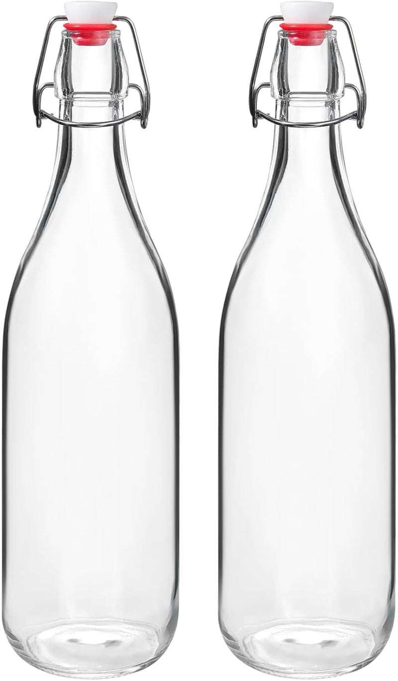 JOBVERT Swing Top Bottles 33oz,2 Pack Glass Brewing Bottles with Airtight Grolsch Closures, Reusable for Kombucha, Beer, Cold Brew, Homemade Beverages Storage - Image 1